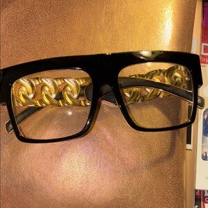 Black and Gold Women's Fashion Glasses